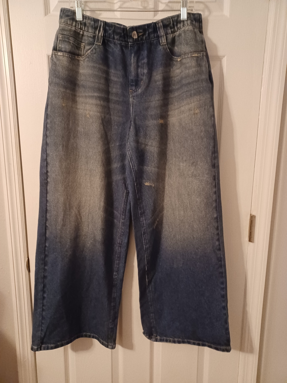 HALARA Mid Rise Denim Print French Terry Casual Sweatpants Jeans - Picture 8 of 10